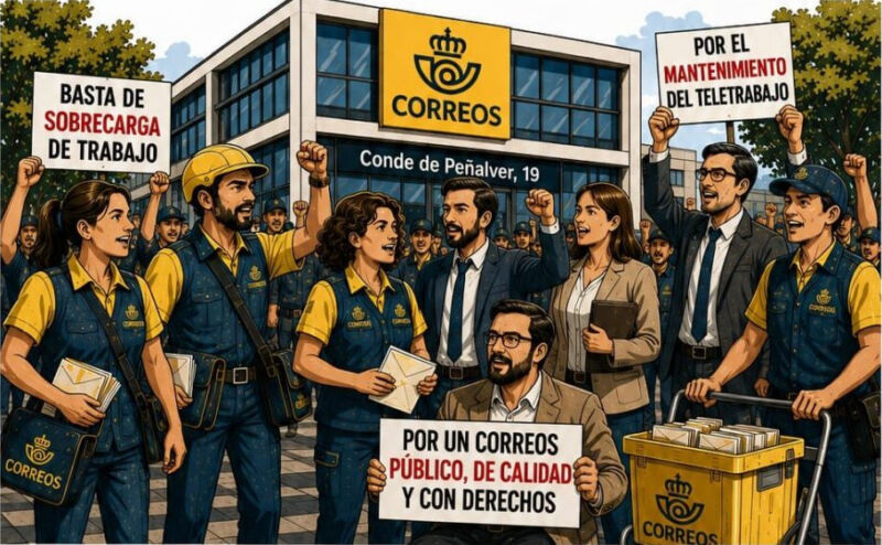 Imagen del artículo original: Concentración el 29 de julio frente a la sede central de CORREOS Madrid